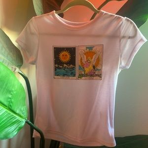 Tarot card graphic crop tee